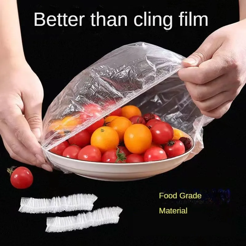 100PCS Disposable plastic wrap cover for food grade special plastic wrap cover for household refrigerator bowl cover for kitchen