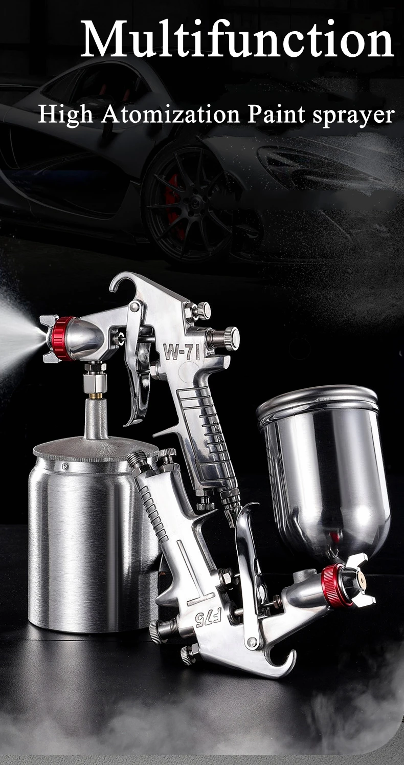 Professional Siphon/Gravity Paint Spray Gun， High Atomization for Car & Furniture Painting， Adjustable Spray Pattern Tool