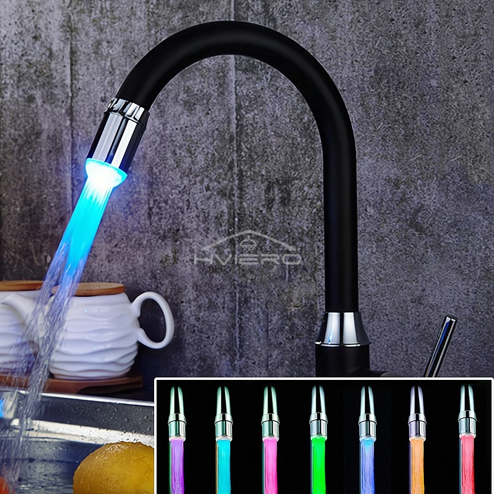 1/2/4/8X 7색 물 수도꼭지 스트리머 램프 LED 온도 센서 변색 샤워 주방 욕실 노즐 헤드 전구