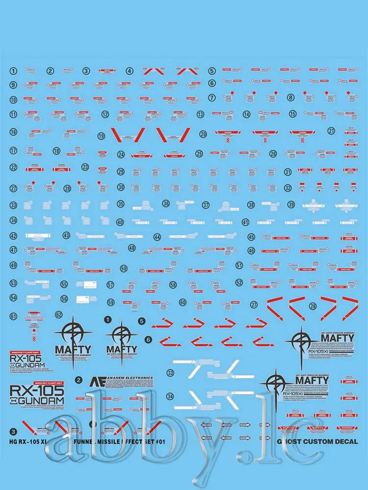 for HG 1/144 RX-105 Ξ Xi Model kit High Grade Universal Century HGUC Hathaway Flash Water Slide Cut UV Light-React Decal Sticker