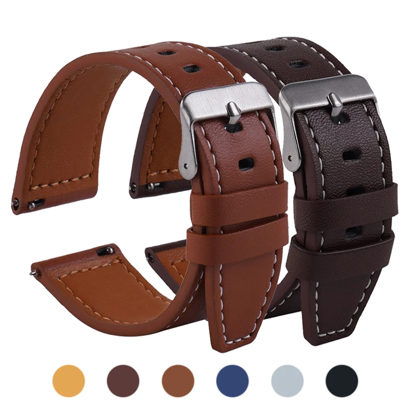 Genuine Leather Watchbands Calfskin Replace Wristwatch Straps 20mm 22mm Watch Accessories Men Women Soft Watchband for Huawei