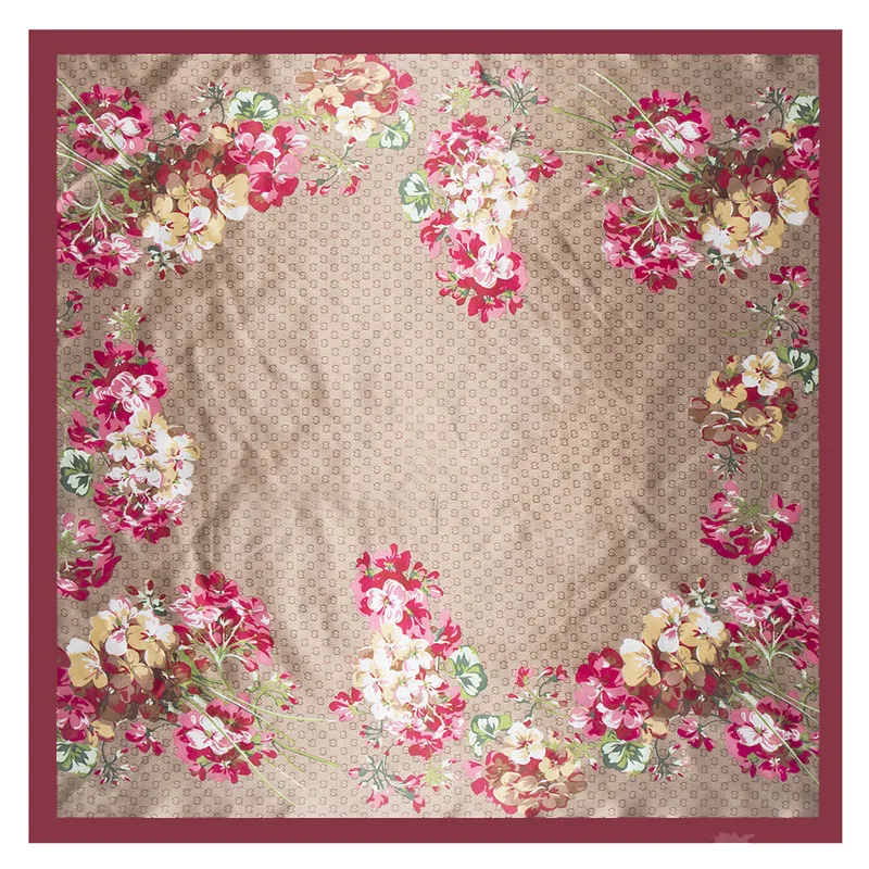 2025 Nuova pittura a olio Stampa floreale Sciarpa di seta da donna Sciarpe quadrate grandi Bandana femminile Sciarpe fazzoletto Hijab da donna di moda