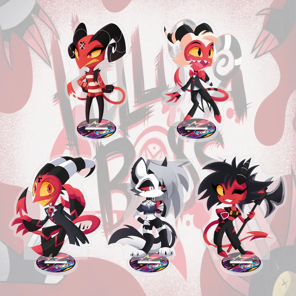 Anime Helluva Boss Acrylic Stand Figure Blitzo Stolas Moxxie Millie Loona Chibi Desktop Model Plate Sign Decor Toy Keychain