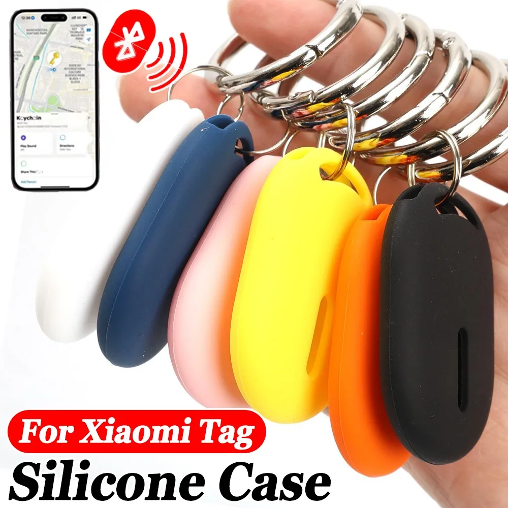 

For Xiaomi Tag Silicone Protective Case Anti-Lost Tracker Cover with Metal Keyring Scratch Drop Protection Soft Shell Sleeve