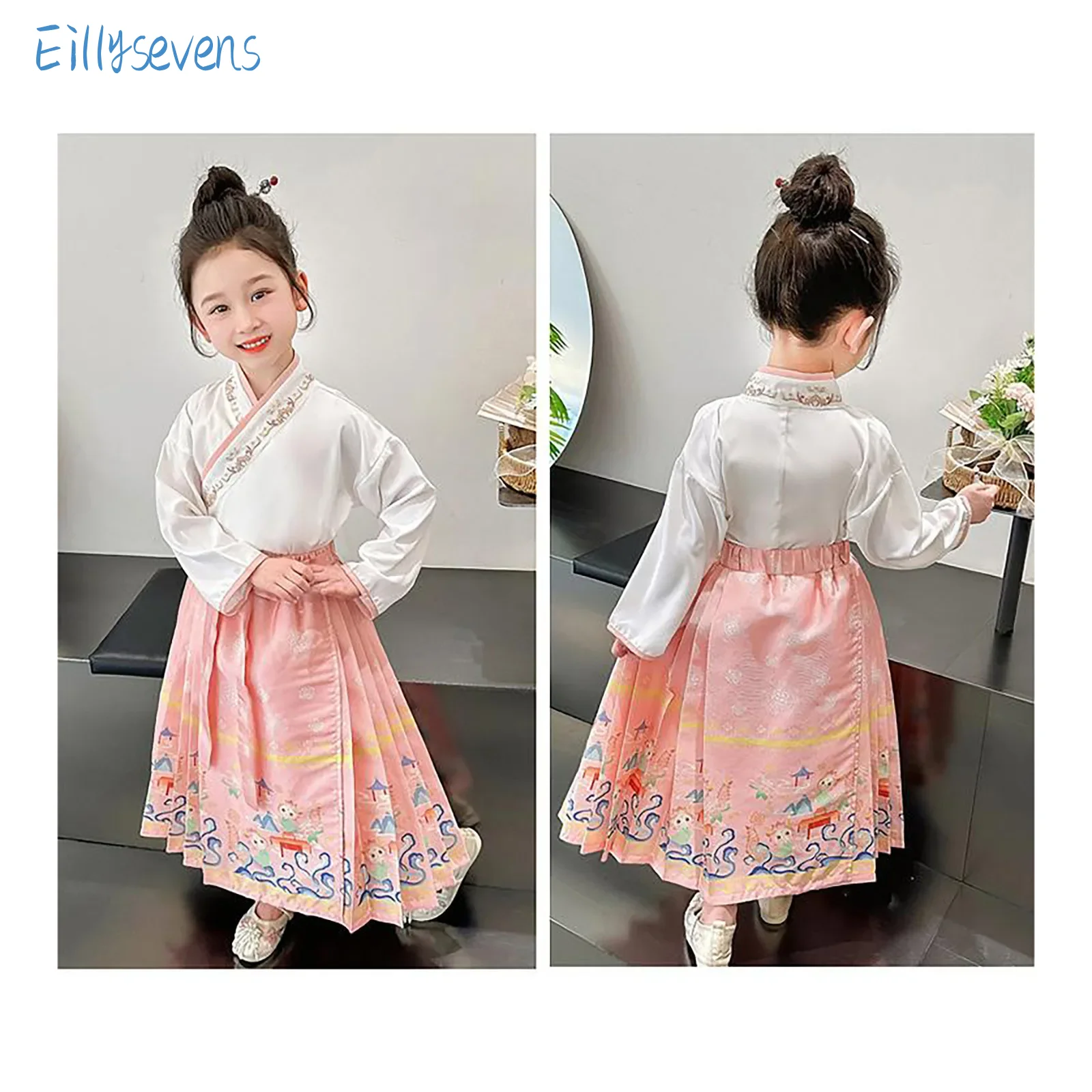 Tang Costume Cosplay Chinese Ancient Hanfu Girl'S Princess Horse Face Skirts With Tops Set Sweet Antique Style Girls Costume