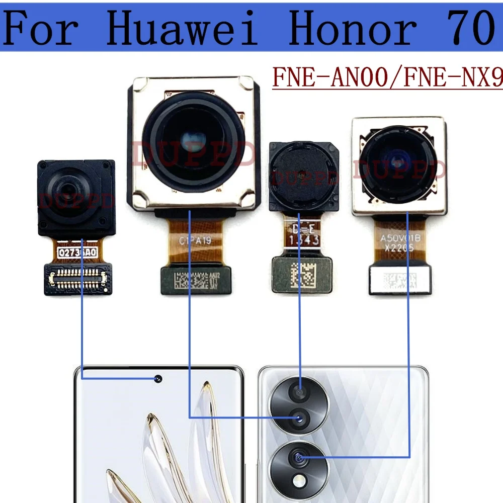 Back Main Front Camera For Huawei Honor 70 Original Frontal Selfie Facing Rear Camera Module Flex Replacement Parts