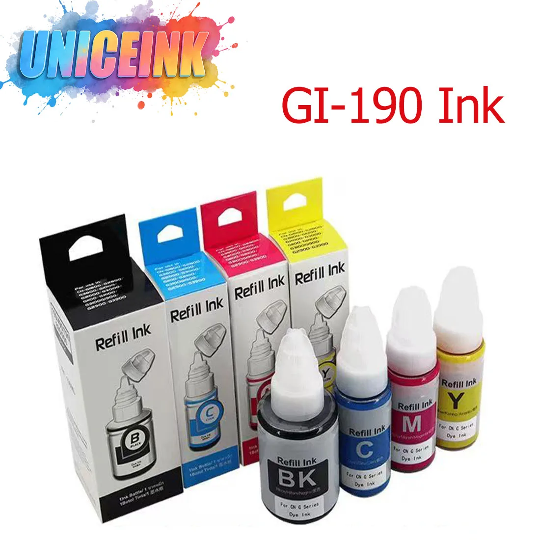 Tinta de recarga à base de água GI190 GI-190 GI 190 para impressoras Canon PIXMA G1100 G2100 G3100 G4100 G1110 G1111 G2110 G2111 G3110