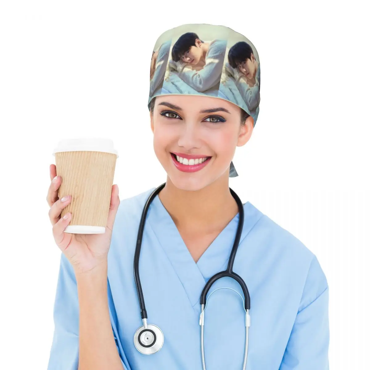 Cha EunWoo Kpop Astro Scrub Hat Doctor Working Surgical Cap Men Women Adjustable Nursing Caps for Dentist
