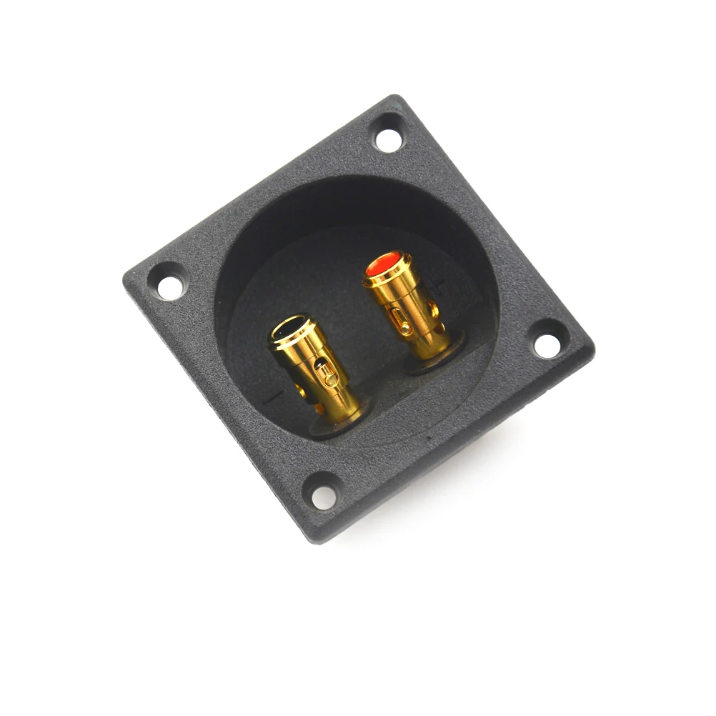 New 1pc Black Square Shape Double Gold Binding Post Type Speaker Box Gold Terminal Cup