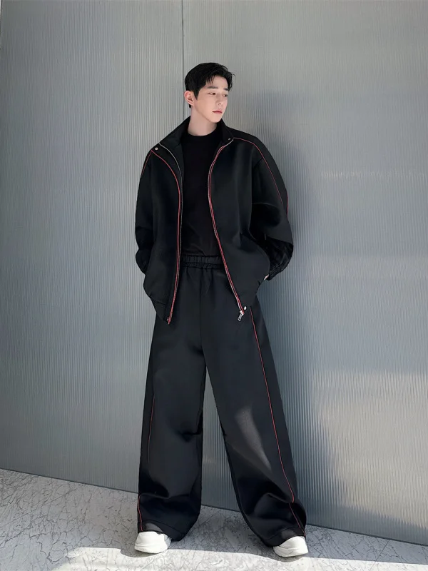 

Весенний модный повседневный спортивный костюм с цветовыми блоками, из полиэстера, с длинными рукавами и длинными брюками для подростков