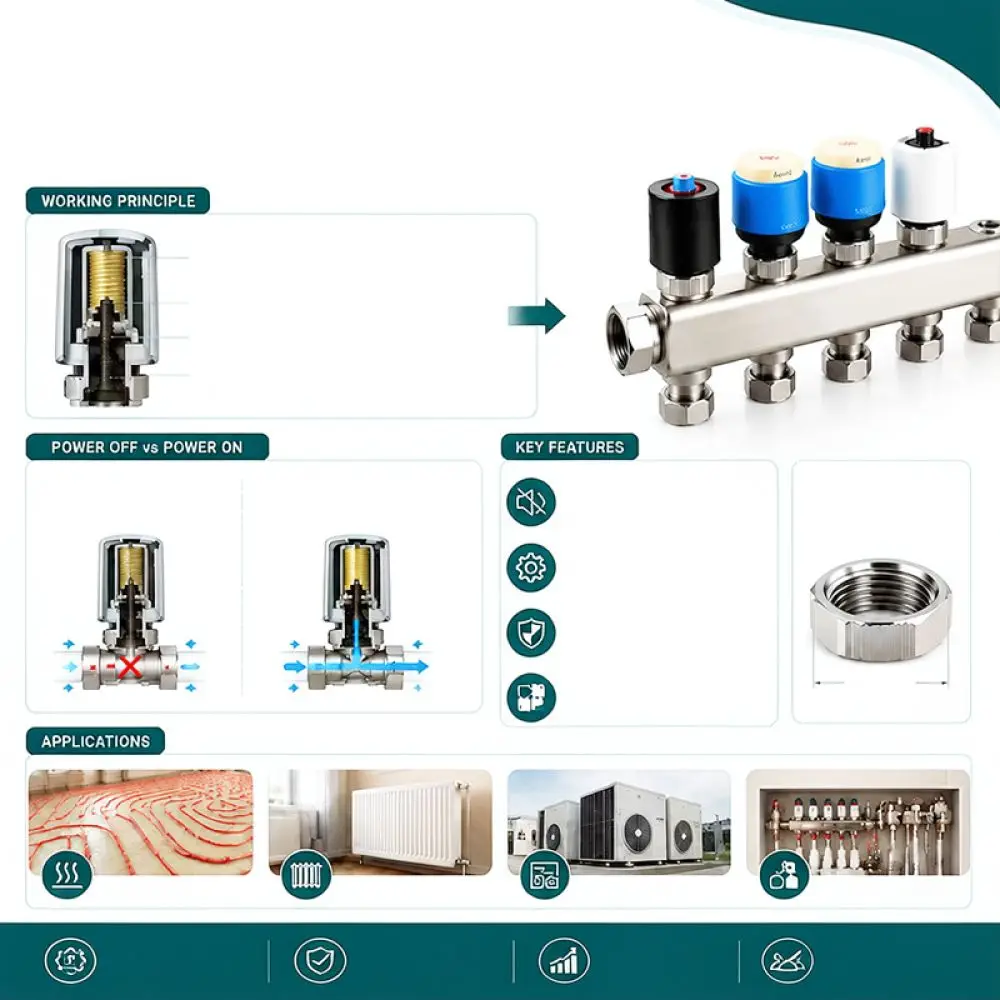 Electric Thermal Actuator For For ANQUAN Water Heating Manifold Normally Closed Valve Controller Radiant Floor Climate System