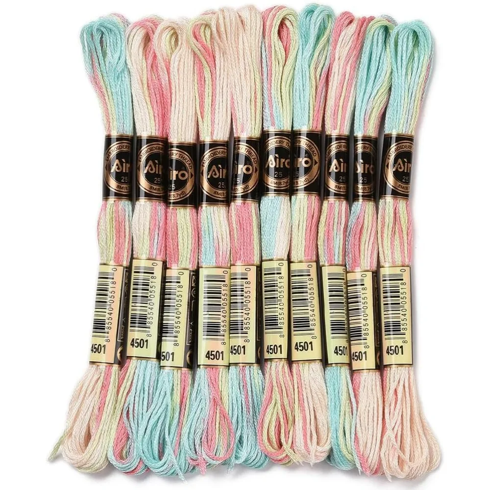 10 Skeins 875 Yards Embroidery Floss Bulk Variegated Thread 6 Strands Colorful Friendship Bracelet String Polyester Cross Stitch