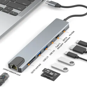 노트북 도킹 스테이션 듀얼 모니터, HDMI, 100Mbps, 65W PD, 2 USB, SD 카드 리더, USB C 독 콤프, 4K @ 30Hz, 8 in 1 USB C 허브