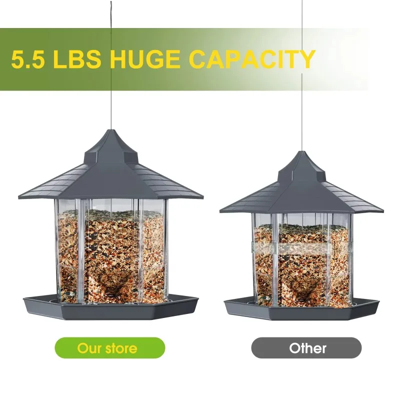 Outdoor Hanged Pet Bird Feeder 5.5 Pound Large Capacity Wild Bird Feeder Squirrel Anti Outdoor Hanged Bird Feeder