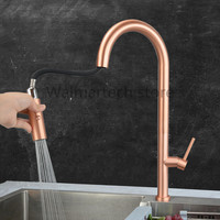 Pull Out Kitchen Faucet Brushed Gold   Black Sink Mixer Tap 360 degree rotation kitchen mixer taps  