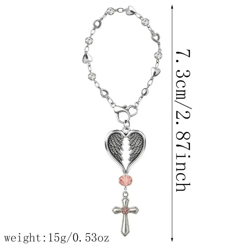 Guardian Angel Heart Shape Wing Cross Steering Wheel Pendant Protective Safety Blessing Portable Hanging Charm Religious Jewelry