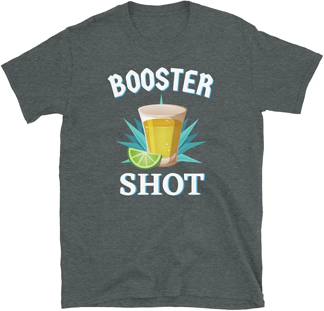 Booster Shot Funny Tequila T-Shirt  Anime Graphic T-shirts for Unisex Summer Short Sleeve