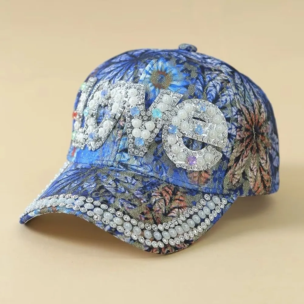 Light Luxury Shiny Diamond Women Sequins Cap Adjustable with Beads Baseball Caps Sport Leisure Colorful Girl Printing Hat