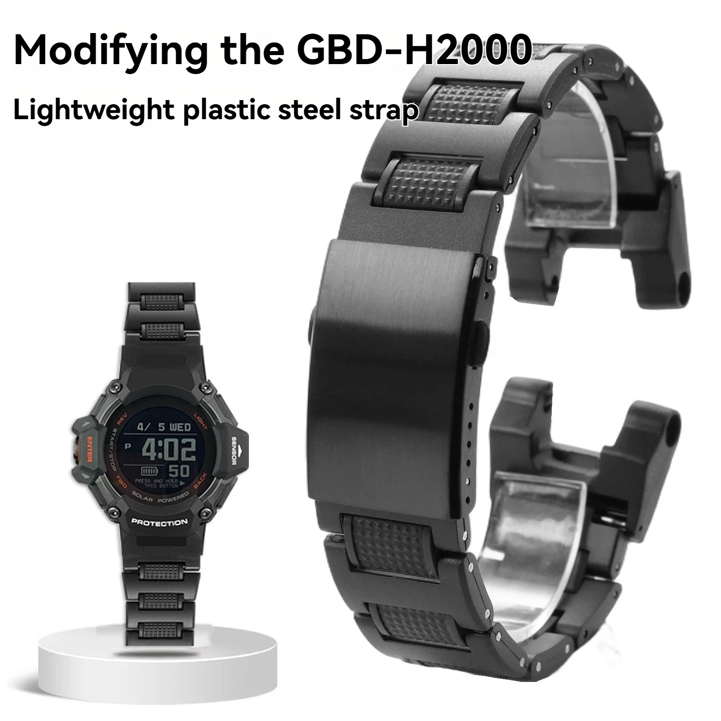 High-Quality Composite Plastic-Steel Lightweight Watch Band for G-SHOCK GBD-H2000 3515 Sports Watch Replacement Strap