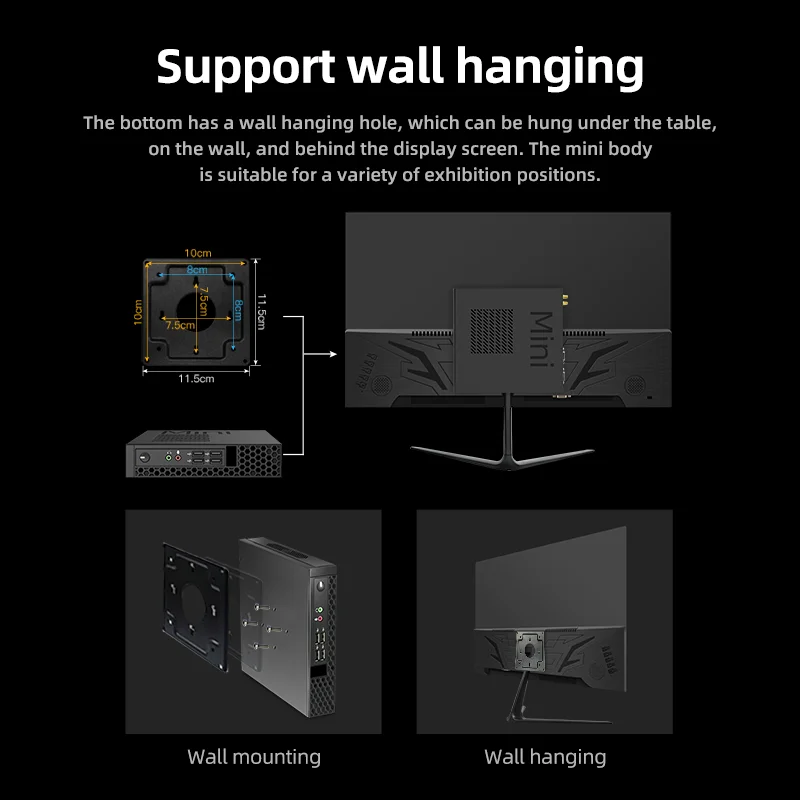 YCTipc MiniPC Intel Core i7 i5 i3 Dual Band WiFi5 BT4.2 8GB 512GB Computadora de juegos de escritorio Mini Pc 2 núcleos 4 hilos