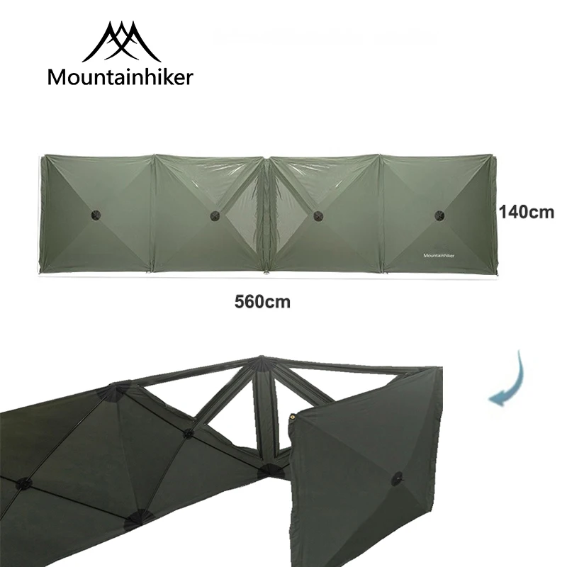 MOUNTAINHIKER Camping Shelter Windscreen Tent Outdoor Windproof Shield 5.6m Foldable Picnic Fence Camping Supplies 윈드스크린