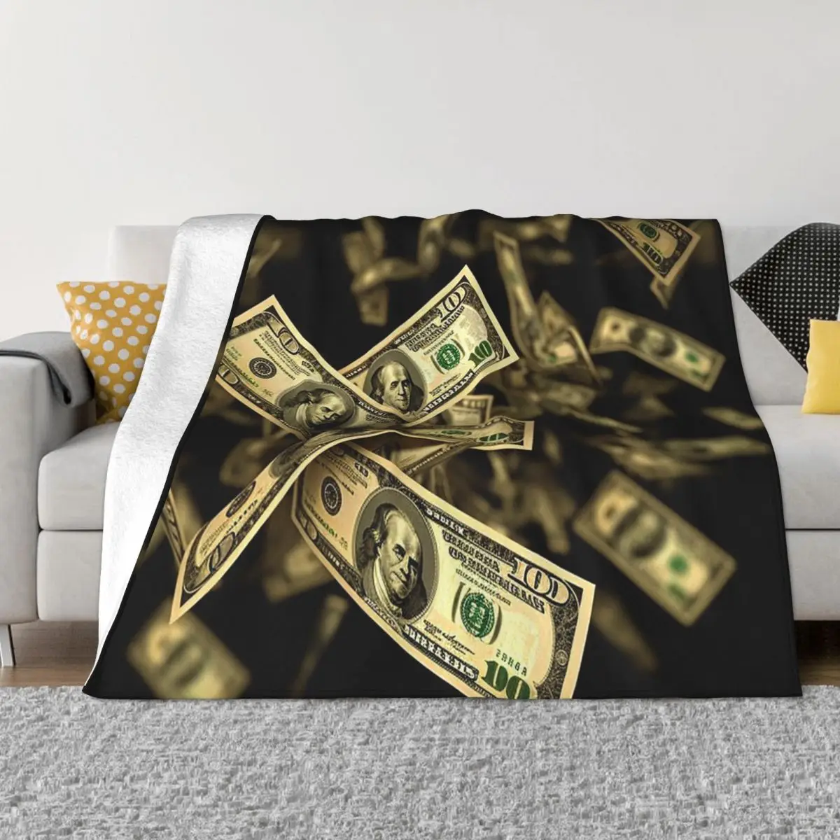 Gifts For Christmas Dollar Sign Money Things Throw Blankets Cozy Anti-pilling Flannel Blankets and Throws