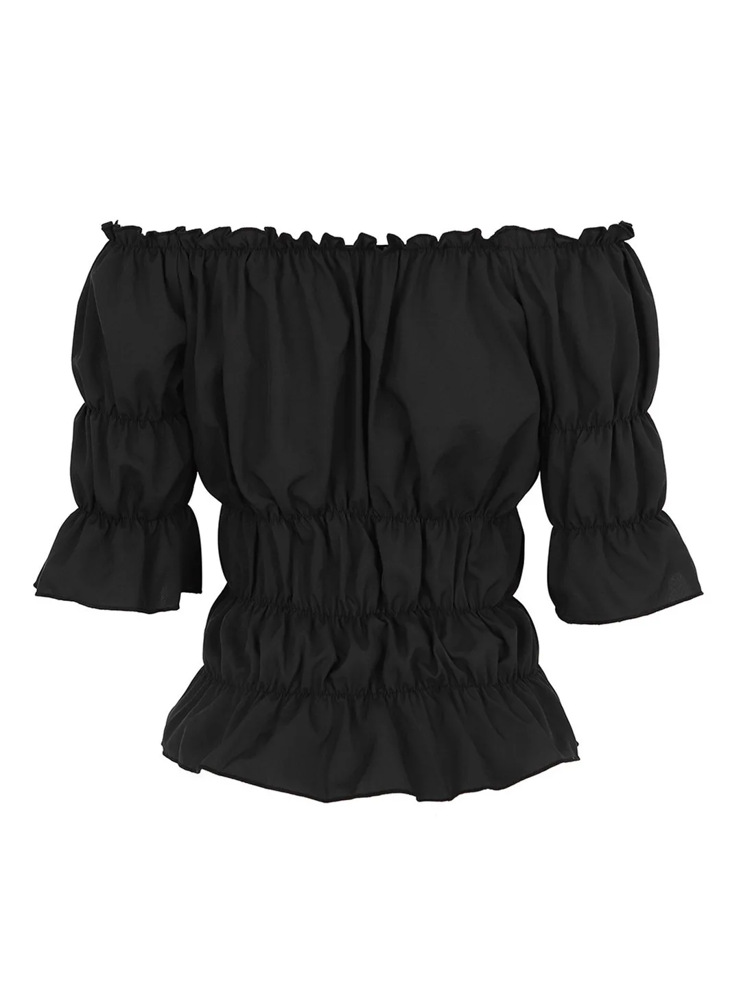 Renaissance Bluse Frauen Bauer von der Schulter kurze Ärmel Blusen Boho Shirt mittelalter lichen Vintage Steampunk Piraten Kostüm – Detail 6