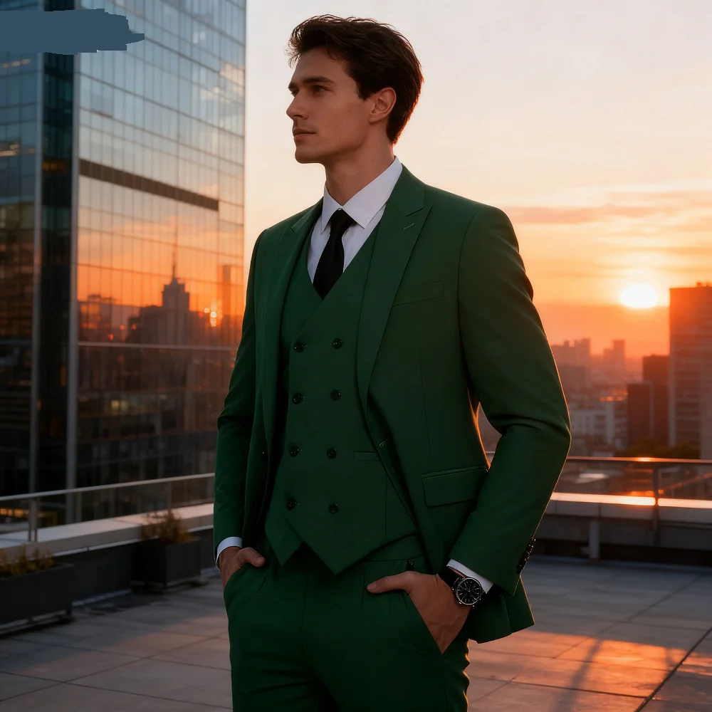 

Men's Elegant Pink Wedding Suit 3-Piece Casual Blazer Set with Notch Lapel Slim Fit Jacket Vest And Trousers