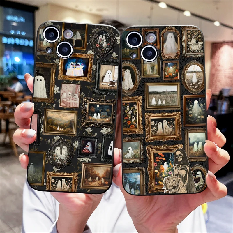 Adorable funda de teléfono con temática de fantasma para Motorola Moto Edge 50 Fusion 60 40 30 Neo G34 E14 G75 G85 G34 5G, funda suave artística