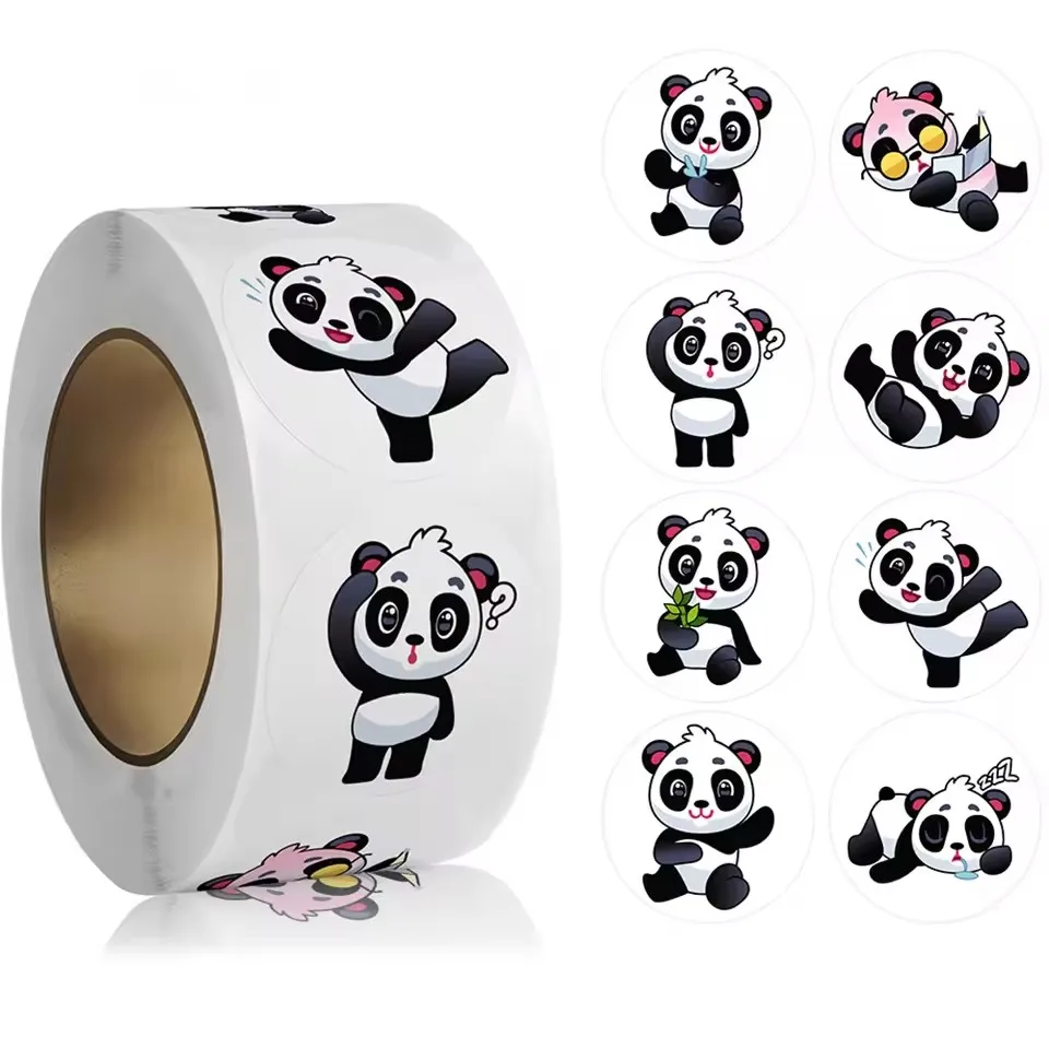 50-500pcs Cute Panda Animals Stickers for Kids School Encouragement Students Games Toy Reward Labels Stationery Stickers Gifts