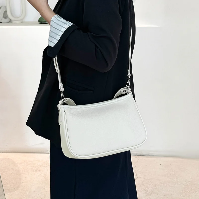 PU leather women's flip cover horizontal square multi-pocket hand-held shoulder commuter crossbody bag