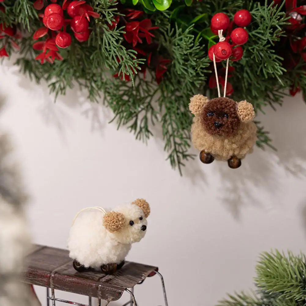 Lindo llavero de cachorro esponjoso, juego de adornos colgantes de felpa para mochila de árbol de Navidad, lindo adorno decorativo de vacaciones para monedero