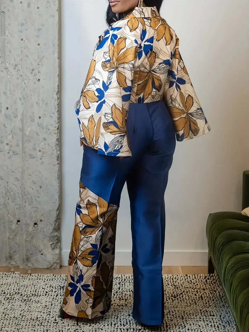 Women's autumn and winter long pants set and printed top set