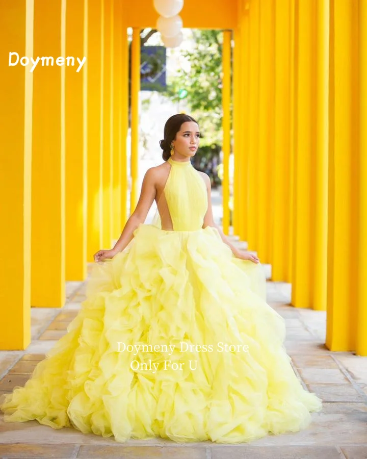 Doymeny Ruffled Tulle Quinceanera Dresses Halter Long Vestidos De 15 Anos Party Prom Princess Dress vestidos de fiesta