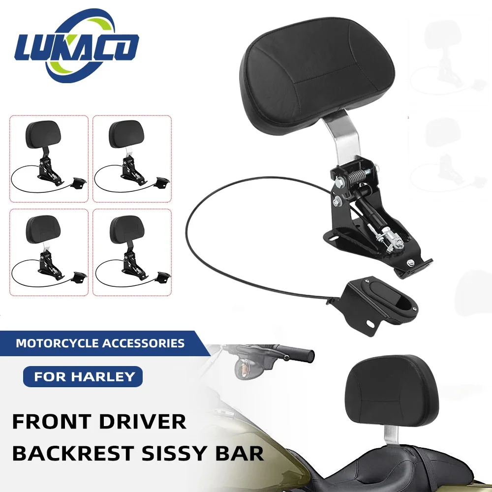 

Motorcycle Front Driver Backrest Adjustable Sissy Bar Mount Pad For Harley Touring Road King CVO Electra Street Glide 2009-2023