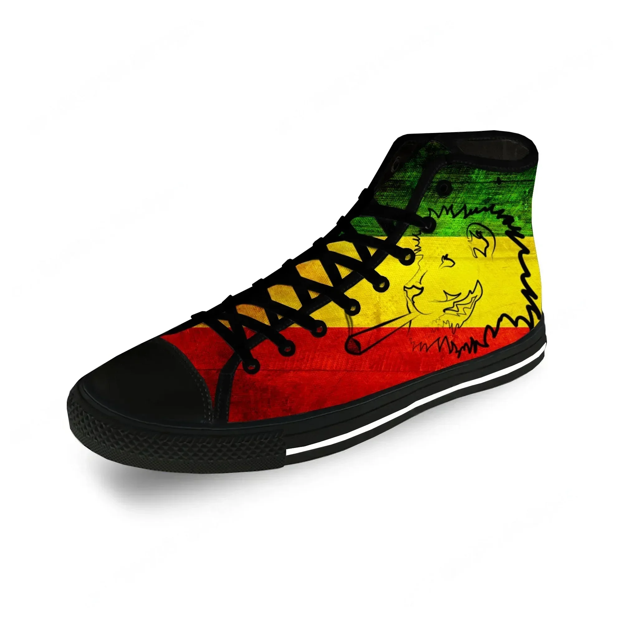 Ethiopia Flag Lion of Judah Reggae Rasta Casual Cloth 3D Print High Top Canvas Shoes Men Women Lightweight Breathable Sneakers