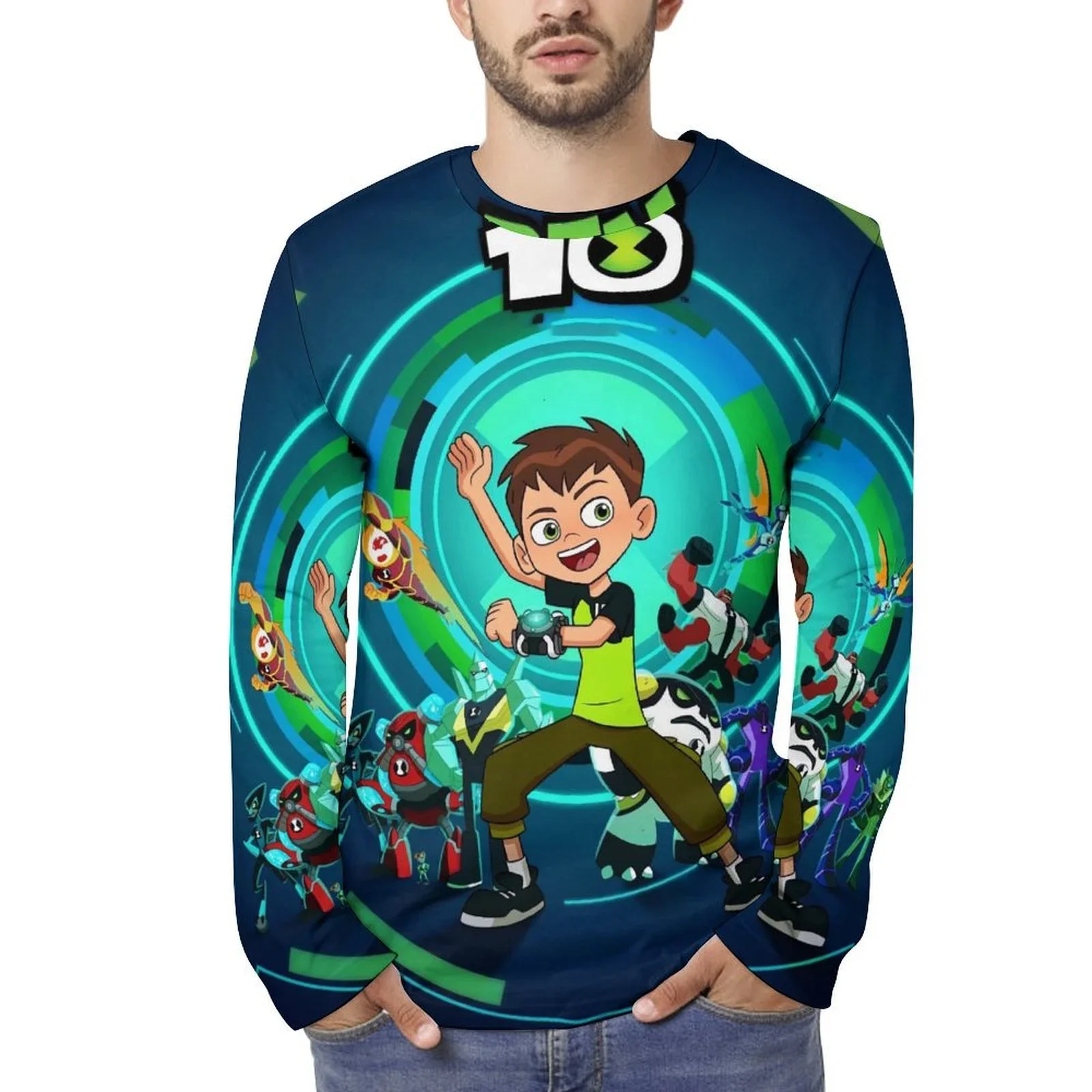 Anime Omnitrix Ben10 Cosplay T-shirts 3D Print Men Women Long Sleeve O-Neck Tee Shirt Oversized Harajuku Top Y2k Men's Clothing