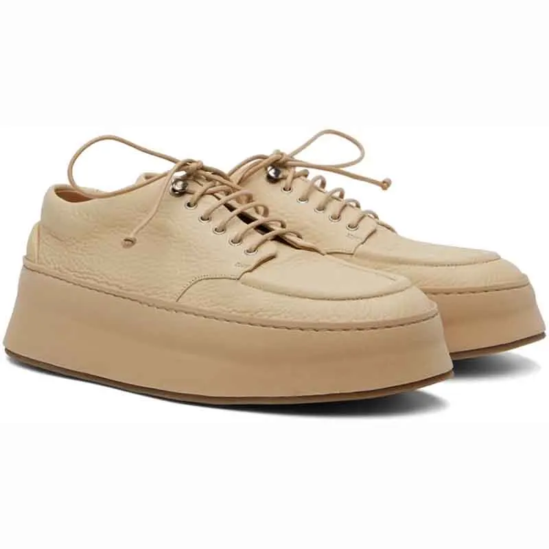 

Platform Leather Men Casual Shoes Daily Outside Height Increasing Shoe Round Toe Lace-up Comfortable Breathable Flats Plus Size