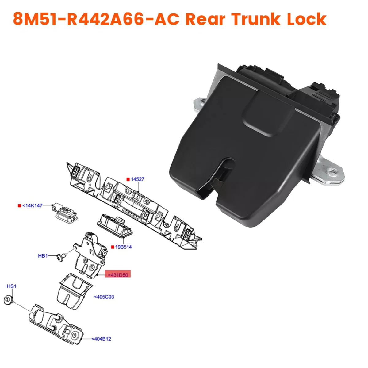 Boot Tailgate Lock Latch 8M51-R442A66-AC for Ford S-Max C-Max Focus 2006-2018 Rear Trunk Lock 1743698