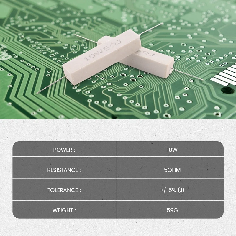 Керамические цементные резисторы 5 шт. Керамический цементный резистор с проволочной обмоткой 5 Ом 10 Вт 5%