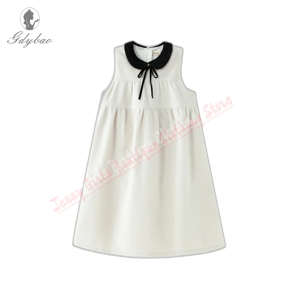 Vestido de fiesta de cumpleaños para niña, cuello negro satinado, sin mangas, traje de invitados de princesa de primera comunión personalizable