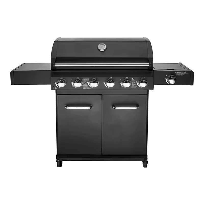 Trolley BBQ Stove  Outdoor  BBQ Grill Commercial Gas Barbecue Restaurant  Smokeless 6 burner  BBQ Grills