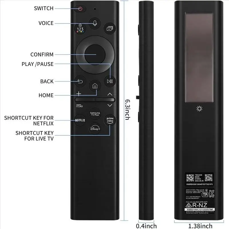 BN59-01385A Replacement Voice Remote Control For Smart TVs Solar Charging Remote -No Need To Set Up-Responsive-Anti Fall