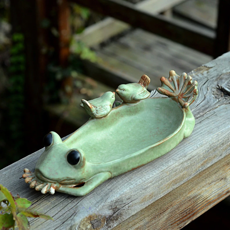 

Frog Ceramic Flower Pot Succulent Pots Garden Supplies Fruit Plate Decorative Plate Bird Feeder Plant Pot Garden Pots Planters