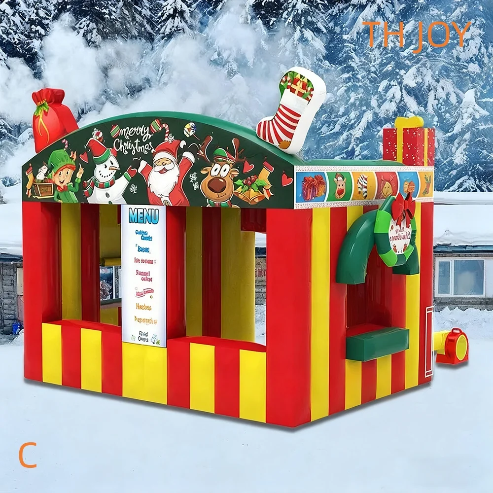 

fast air ship to door, carnival inflatable concession booth Christmas cottage snack ticket booth for Xmas party