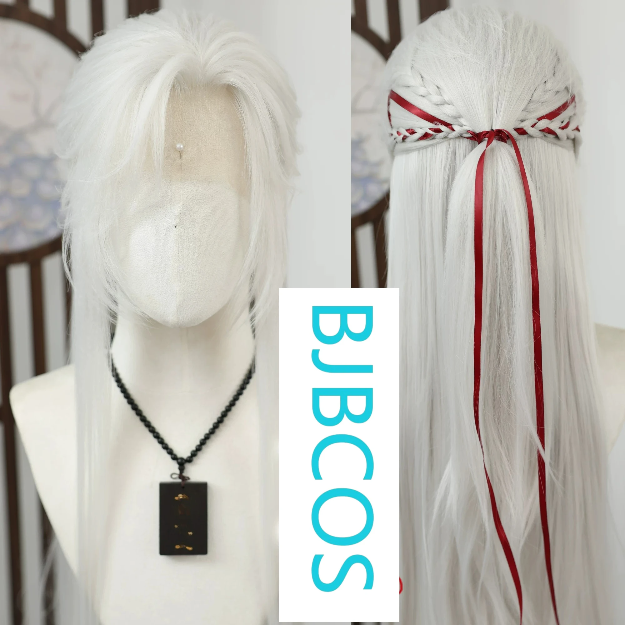 

Стильный парик [WHERE WINDS MEET] Silver White Three Heavens Three Pointed Lace Front Wig COS Hairy Girl Style Wig Set