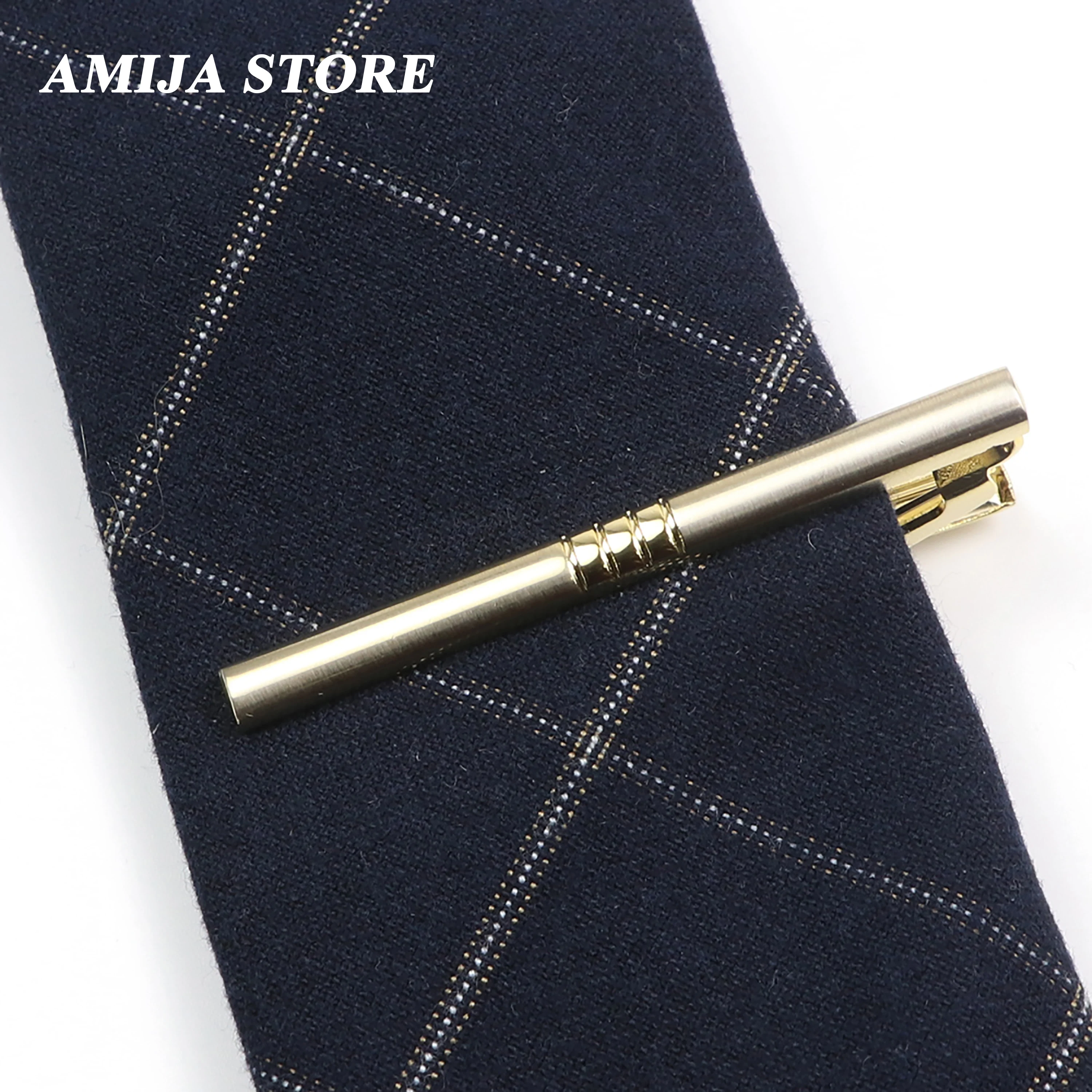 Men Metal Gold Color Tie Clip For Wedding Gifts Necktie Clasp Clip Gentleman 6cm Ties Bar Crystal Tie Pin For Men\'s Accessories