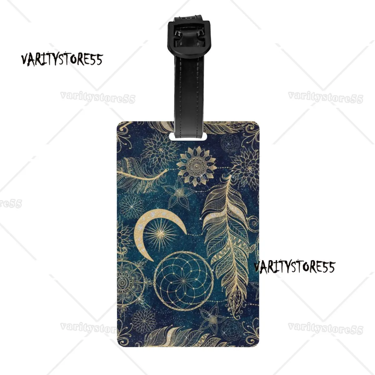 Feathers Mandala Luggage Tag Geometric Flower Suitcase Baggage Privacy Cover ID Label