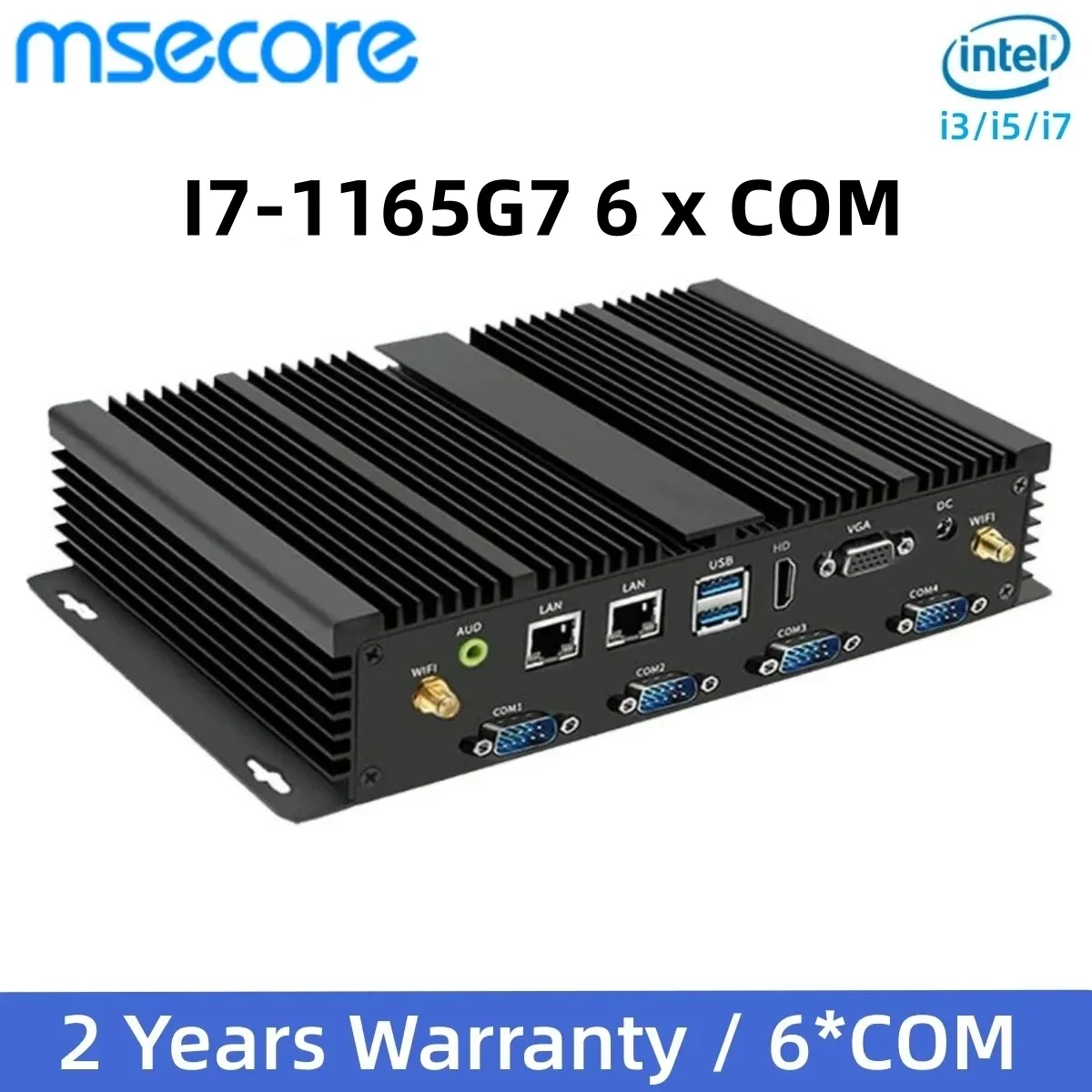 MSECORE-Mini PC MK200, Intel Core I7-1165G7, sin ventilador, Windows 11, ordenador portátil 2xDDR4 6xCOM Linux 4K WIFI HD