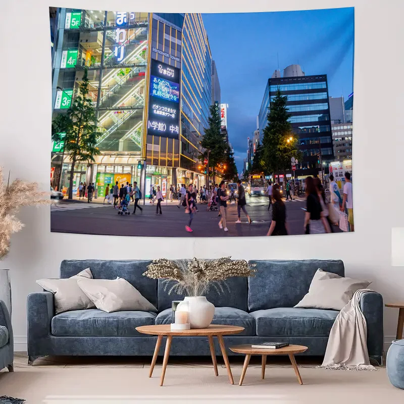 Glittering Chunxi Road Night View Tapestry - Urban Style Art for Home Decor